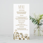 濃い黄色のアイボリー白い茶色のフローラ結婚のメニュー プログラム (スタンド正面)