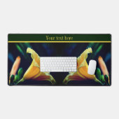 濃い黄色のユリパーソナライズされた花 デスクマット (キーボード&マウス)