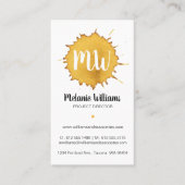 濃い黄色の水色 – モノグラムの名刺 名刺 (正面)