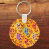 濃い黄色の背景に虎の模様 キーホルダー (正面)