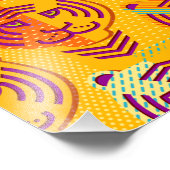 濃い黄色の背景に虎の模様 フォトプリント            (角)