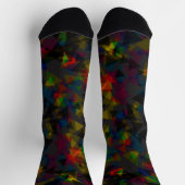 濃い黒の三角形パターンのスタイリッシュ抽象芸術 ソックス (上部)