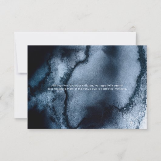 濃い黒の水彩画 RSVP カード (裏面)