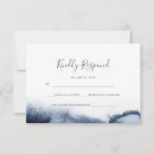 濃い黒の水彩RSVPカード 招待状 (正面)