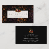 濃い黒の秋のフローラRaven名刺 名刺 (正面/裏面)