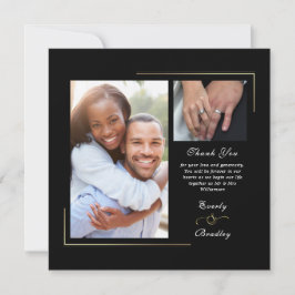 濃い黒の金ゴールド白いスクリプト写真ありがとう 招待状