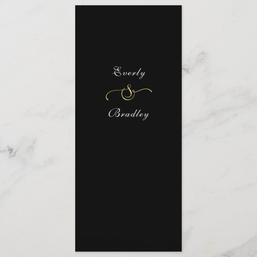 濃い黒の金ゴールド白のスクリプトエレガントフローラ プログラム (裏面)