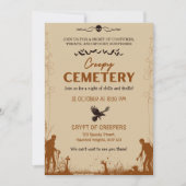 濃い黒アクセントの不気味な墓地（茶色） 招待状 (正面)