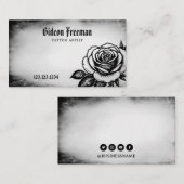 濃い黒白のバラの入れ墨 名刺 (正面/裏面)