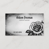 濃い黒白のバラの入れ墨 名刺 (正面)