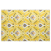 濃い黒黄色の白いイカット種 ファブリック (ヤード)