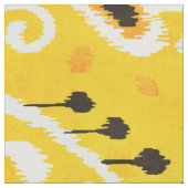 濃い黒黄色の白いイカット種 ファブリック (クローズアップ)