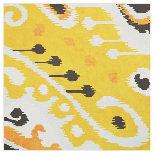 濃い黒黄色の白いイカット種 ファブリック (見本)