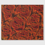 濃い，オレンジ，赤，バラ，アート，金属，花， ラッピングペーパー (フラット)