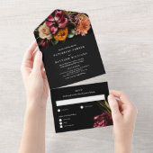 濃い+ムーディエレガントーフローラブ結婚ラック オールインワン招待状 (貼ってはがせる)