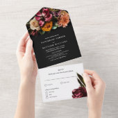 濃い+ムーディエレガントーフローラブ結婚ラック オールインワン招待状 (貼ってはがせる)