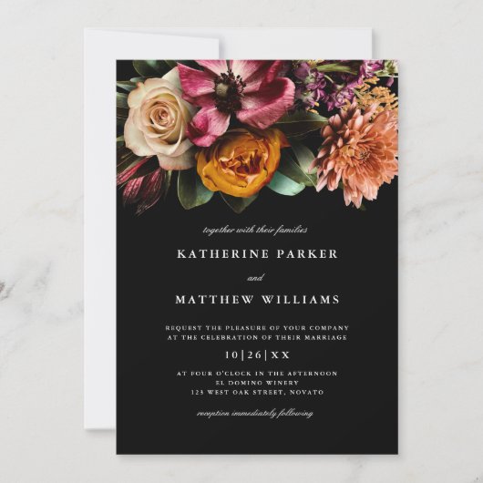 濃い+ムーディエレガントーフローラブ結婚ラック 招待状 (正面)