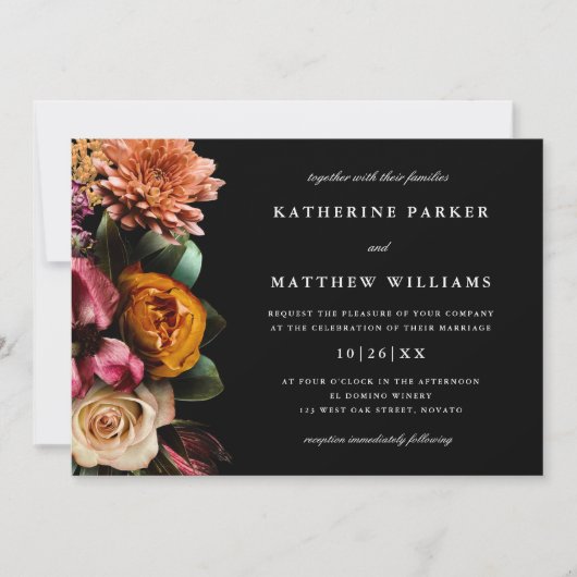 濃い+ムーディエレガントーフローラブ結婚ラック 招待状 (正面)