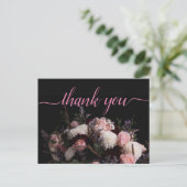 濃い vintage バーガンディ フローラル ありがとう ポストカード (スタンド正面)