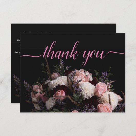 濃い vintage バーガンディ フローラル ありがとう ポストカード (正面/裏面)
