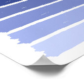 濃から淡い青のグラデーション絵を描ストライプの ポスター (角)