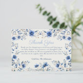 濃くて埃っぽい青いワイルドフラワーベビーシャワー サンキューカード (スタンド正面)