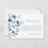 濃くて埃っぽい青いワイルドフラワーベビーシャワー サンキューカード (正面)