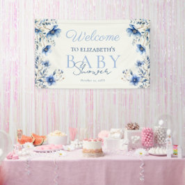 濃くほこりっぽい青いワイルドフラワーベビーシャワーウェコメ 横断幕