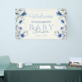 濃くほこりっぽい青いワイルドフラワーベビーシャワーウェコメ 横断幕 (トレードショー)
