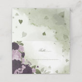 濃く明るい紫の花が緑 プレイスカード (外部開封)