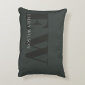 濃エレガントい濃い緑の黒のモノグラム アクセントクッション (裏面(縦))