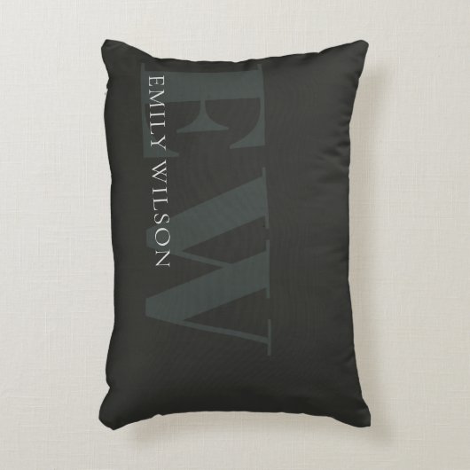 濃エレガントい濃い緑の黒のモノグラム アクセントクッション (正面(垂直))