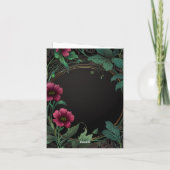 濃エレガントビクトリアン色の濃い緑のフローラ 招待状 (裏面)