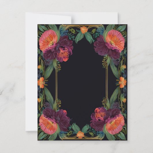 濃エレガントビクトリアン色ピンク色のフローラ サンキューカード (裏面)