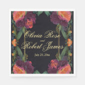 濃エレガントビクトリアン色ピンク色のフローラ スタンダードランチョンナプキン (正面)