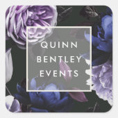 濃エレガント紫フローラパーソナライズされた スクエアシール (正面)