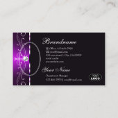 濃エレガント紫ブラック華美ロ縁どゴFoto 名刺 (裏面)