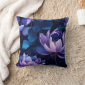 濃エレガント紫色の青蓮枕 クッション (ブランケット)