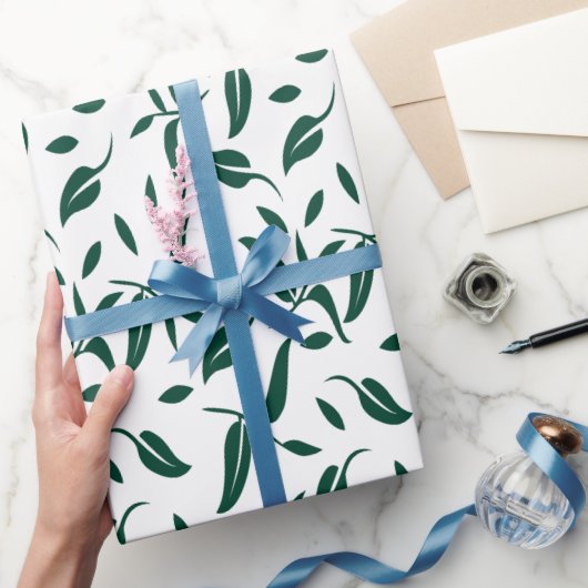 濃エレガント緑葉包み紙 ラッピングペーパー (ギフト)