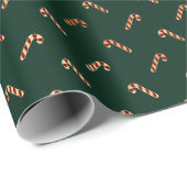 濃エレガント緑金ゴールド可愛いキャンディーの杖 ラッピングペーパー (ロールコーナー)