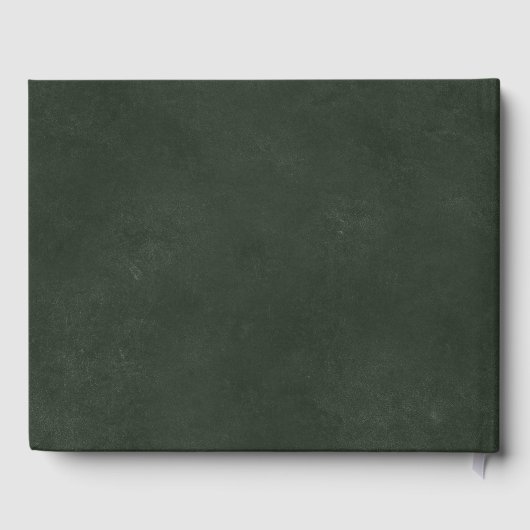 濃エレガント緑金ゴールド箔結婚タイポグラフィ ゲストブック (裏面)