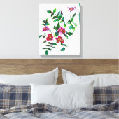 濃エレガント色のモダンピンクの水色の野花 キャンバスプリント (インサイチュ (寝室))