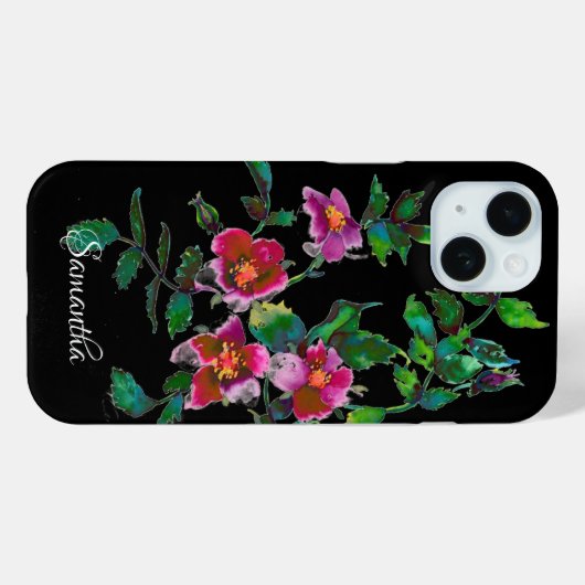 濃エレガント色のモダンピンクの水色の野花 Case-Mate iPhoneケース (裏面 (横))