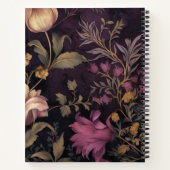 濃エレガント色の花柄 ノートブック (裏面)