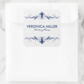 濃エレガント色の青とフレ渦巻形のーム スクエアシール (バッグ)