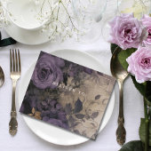 濃エレガント色ゴシック紫バラ写真QRコード オールインワン招待状