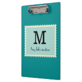 濃エレガント色シアン色モノグラム クリップボード (左)