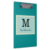 濃エレガント色シアン色モノグラム クリップボード (右)