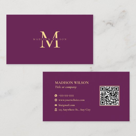 濃エレガント色ピンクのソフトイエローQRコードカスタムロゴ 名刺 (正面/裏面)