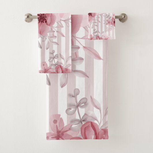 濃エレガント色ピンクフローラピンプリペス水色 バスタオルセット (インサイチュ)